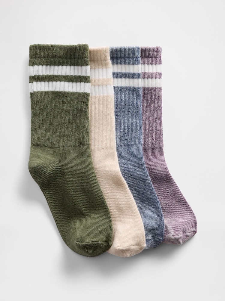 Gap Multi Varsity Crew Socks 4 Pack - Image 1 of 1 Gap Multi Varsity Crew Socks 4 Pack - Image 1 of 1