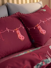 Red Stockings Christmas Reversible Duvet Cover and Pillowcase Set - Image 4 of 6