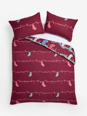 Red Stockings Christmas Reversible Duvet Cover and Pillowcase Set - Image 6 of 6