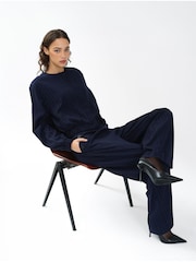 French Connection Blue Alia Pinstripe Bomber Jacket - Image 3 of 6