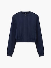 French Connection Blue Alia Pinstripe Bomber Jacket - Image 6 of 6