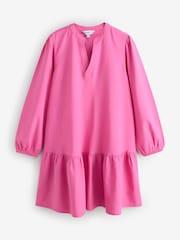 Pink Long Sleeve Frill Hem Kaftan Dress - Image 1 of 1