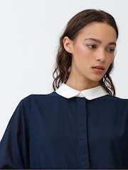 French Connection Blue Monica Voile Voluminous Shirt Dress - Image 3 of 7
