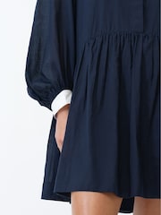 French Connection Blue Monica Voile Voluminous Shirt Dress - Image 4 of 7