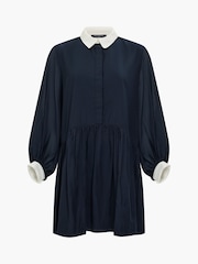 French Connection Blue Monica Voile Voluminous Shirt Dress - Image 7 of 7
