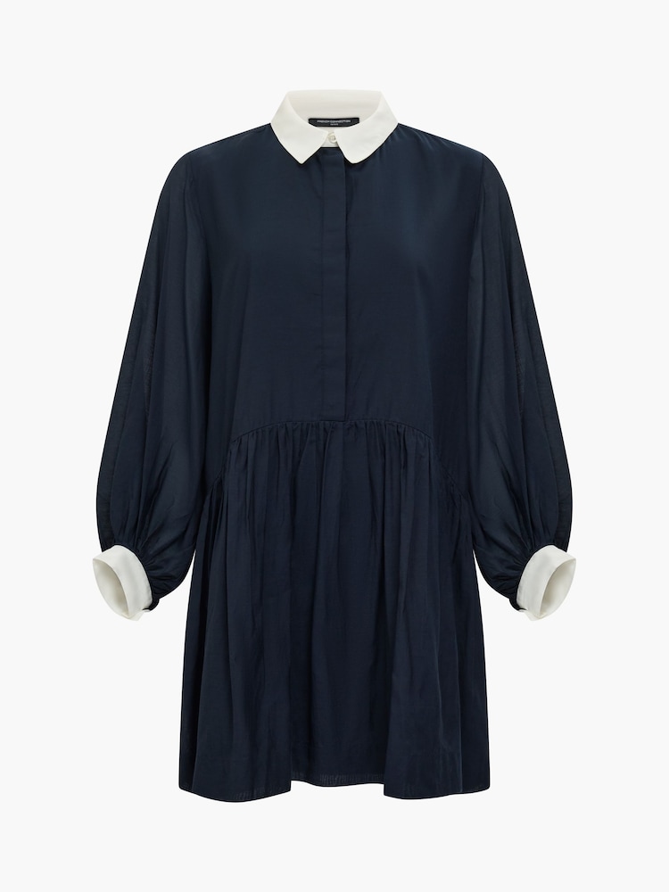 French Connection Blue Monica Voile Voluminous Shirt Dress - Image 7 of 7