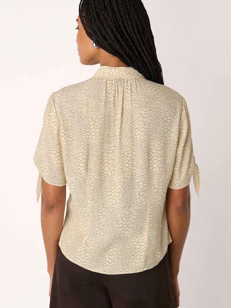 Whistles White Dashed Marks Tie Sleeve Shirt - Image 2 of 5 Whistles White Dashed Marks Tie Sleeve Shirt - Image 2 of 5