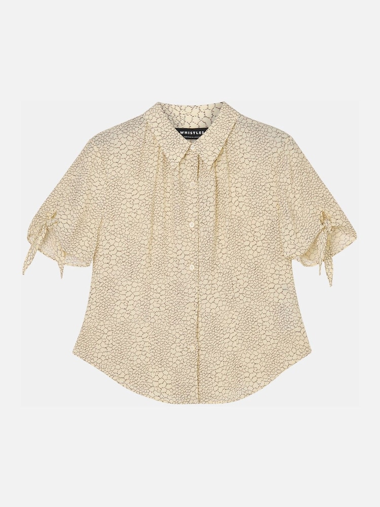 Whistles White Dashed Marks Tie Sleeve Shirt - Image 5 of 5 Whistles White Dashed Marks Tie Sleeve Shirt - Image 5 of 5