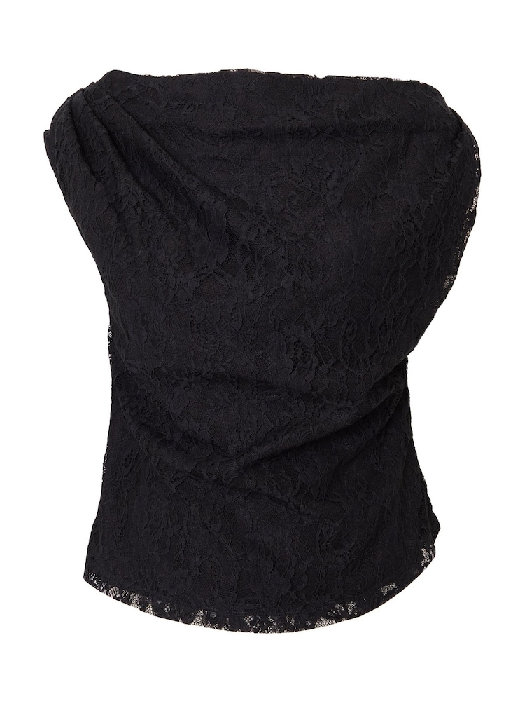 Another Sunday Black Asymmetric Neck Lace Cami Top - Image 1 of 3 Another Sunday Black Asymmetric Neck Lace Cami Top - Image 1 of 3