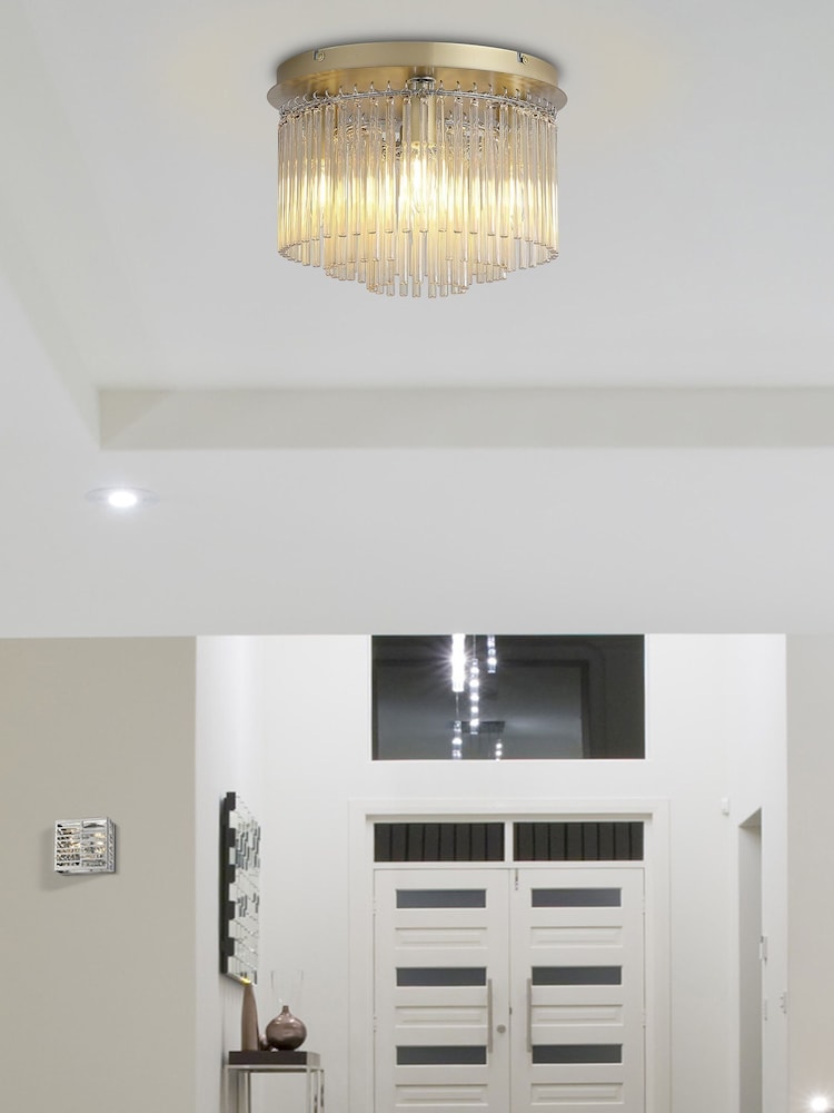 Searchlight Champagne and Gold 5 Light Glass Rod Flush - Image 1 of 5