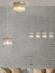 Searchlight Champagne and Gold 5 Light Glass Rod Flush - Image 2 of 5