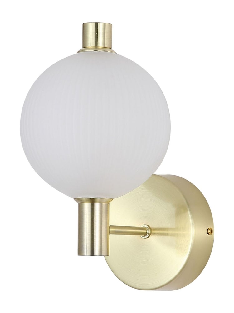 Searchlight Satin Brass Frosted Glass Wall Light - Image 5 of 5