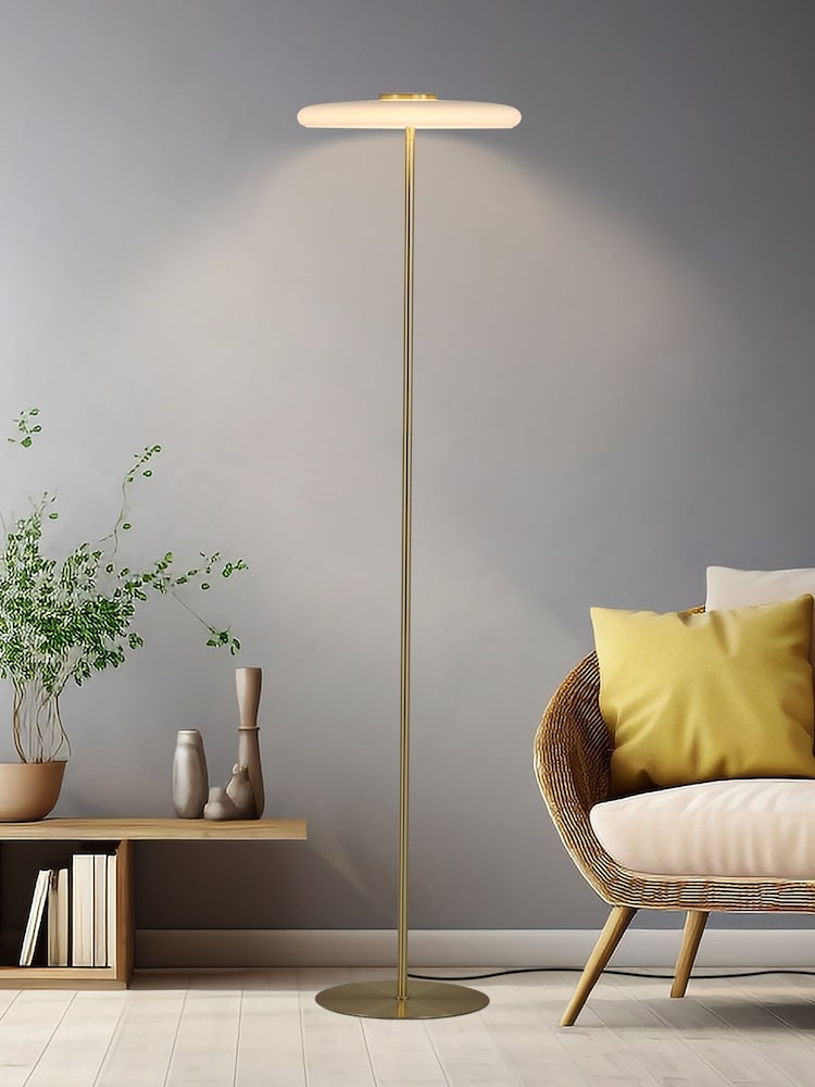 Searchlight Brass 1 Light Metal & Glass Floor Lamp - Image 1 of 5
