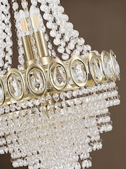 Searchlight Satin Brass and Clear 6 Light Crystal Chandelier - Image 2 of 5