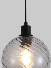 Searchlight Matt Black and Smoke 1 Light Smoked Glass Pendant - Image 2 of 5