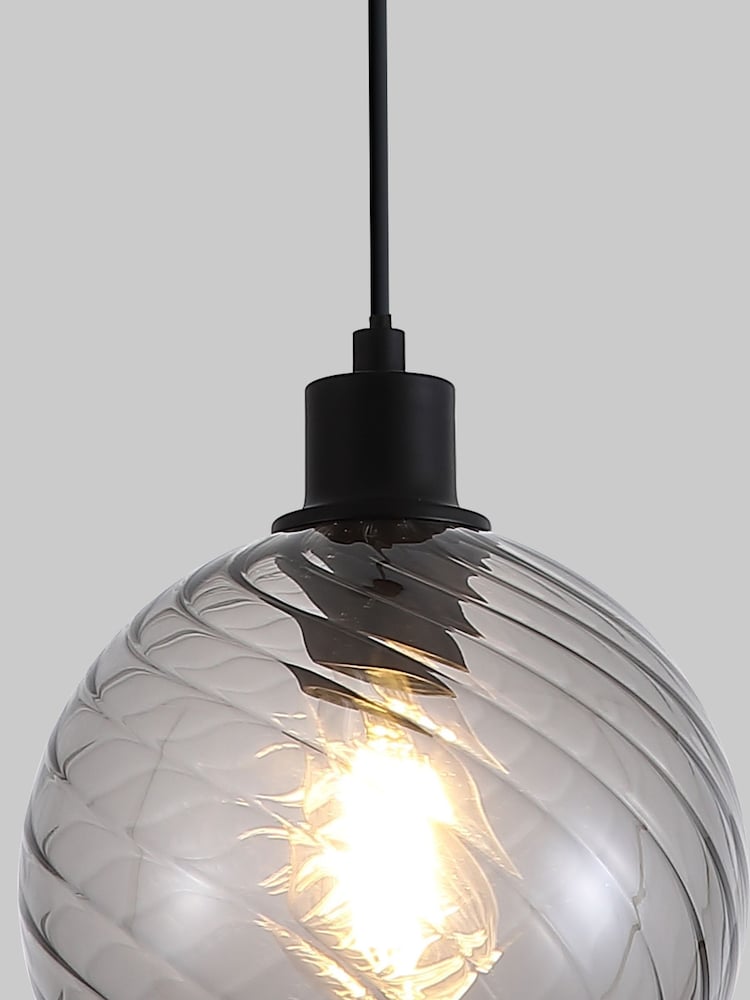 Searchlight Matt Black and Smoke 1 Light Smoked Glass Pendant - Image 2 of 5