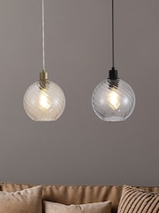 Searchlight Matt Black and Smoke 1 Light Smoked Glass Pendant - Image 3 of 5