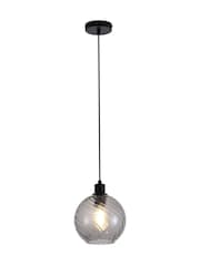 Searchlight Matt Black and Smoke 1 Light Smoked Glass Pendant - Image 4 of 5
