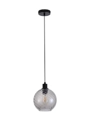 Searchlight Matt Black and Smoke 1 Light Smoked Glass Pendant - Image 5 of 5