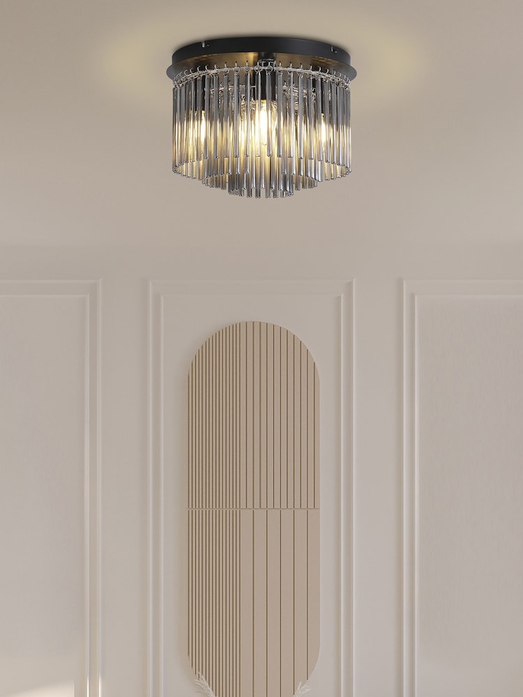 Searchlight Black and Smoke 5 Light Glass Rod Flush - Image 1 of 5