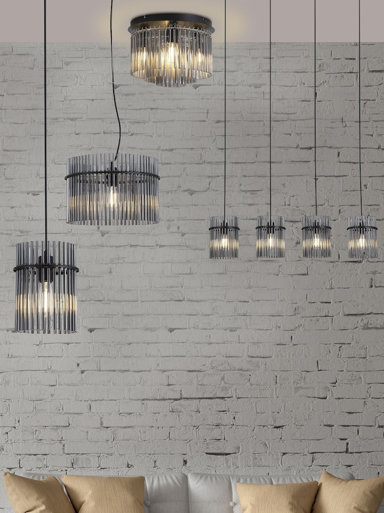 Searchlight Black and Smoke 5 Light Glass Rod Flush - Image 2 of 5