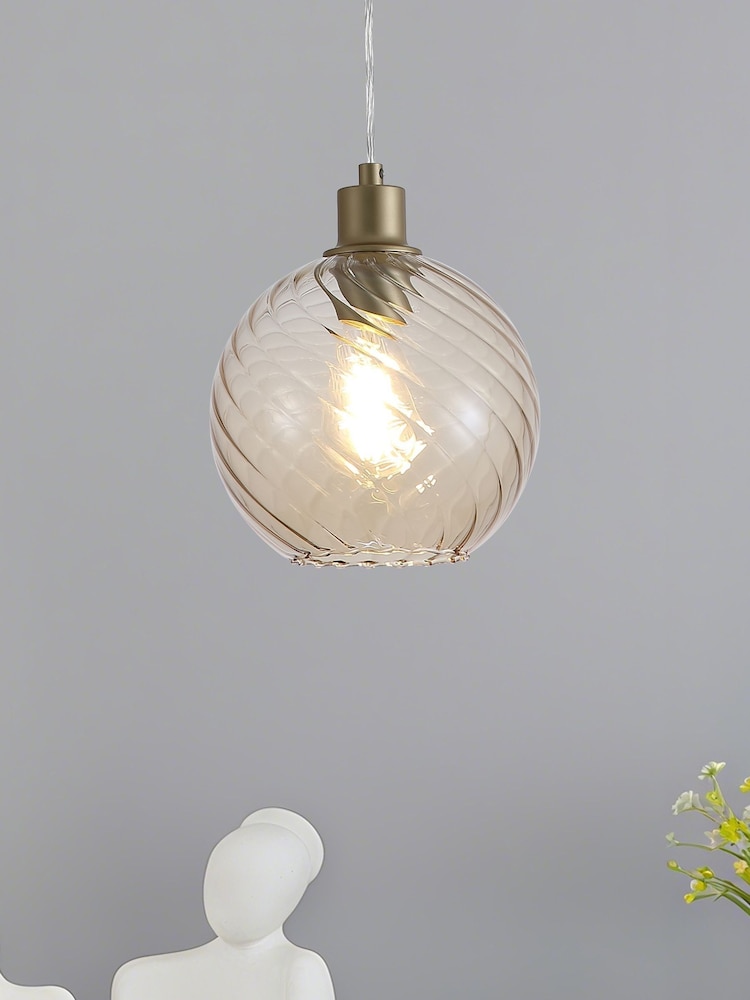 Searchlight Gold 1 Light Glass Pendant - Image 1 of 5