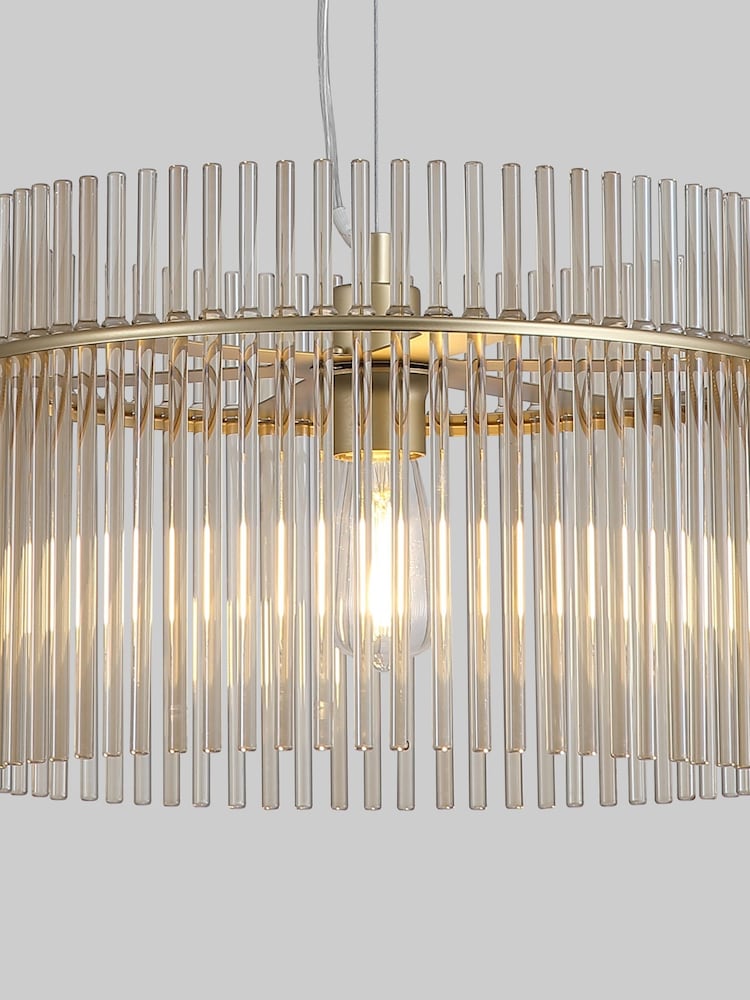 Searchlight Champagne and Gold 1 Light Glass Rod Pendant - Image 2 of 5 Searchlight Champagne and Gold 1 Light Glass Rod Pendant - Image 2 of 5