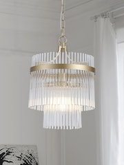 Searchlight Gold and Clear 1 Light Glass Rod Pendant - Image 1 of 5