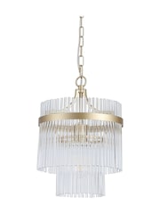 Searchlight Gold and Clear 1 Light Glass Rod Pendant - Image 4 of 5