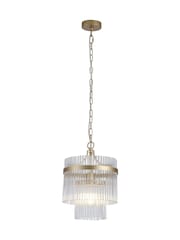 Searchlight Gold and Clear 1 Light Glass Rod Pendant - Image 5 of 5