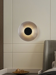 Searchlight Black and Smoke Circular Glass Wall Light - Image 1 of 5