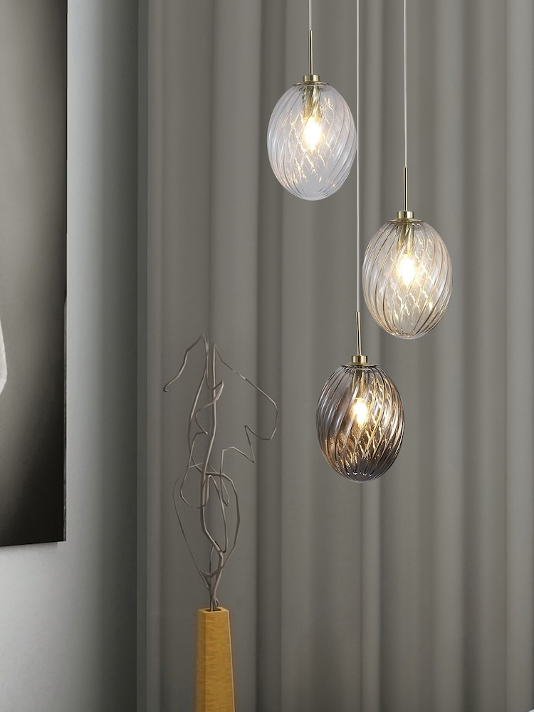 Searchlight Brass 3 Light Multi Glass Pendant - Image 1 of 5 Searchlight Brass 3 Light Multi Glass Pendant - Image 1 of 5