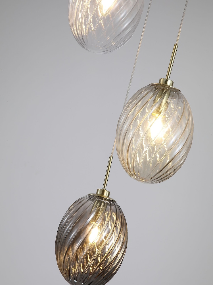Searchlight Brass 3 Light Multi Glass Pendant - Image 2 of 5 Searchlight Brass 3 Light Multi Glass Pendant - Image 2 of 5