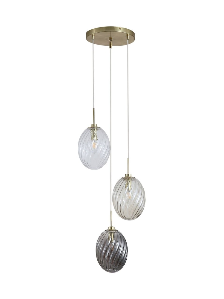 Searchlight Brass 3 Light Multi Glass Pendant - Image 5 of 5 Searchlight Brass 3 Light Multi Glass Pendant - Image 5 of 5