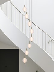 Searchlight Satin Brass 8 Light Glass Multi Drop Pendant - Image 1 of 5