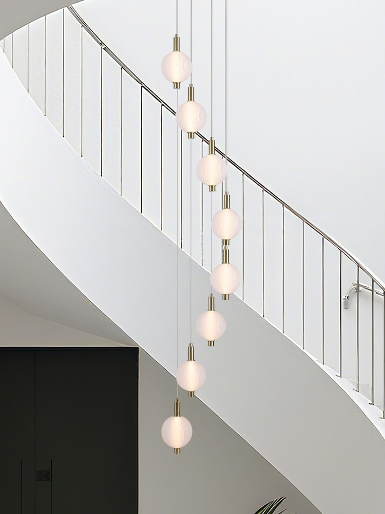 Searchlight Satin Brass 8 Light Glass Multi Drop Pendant - Image 1 of 5