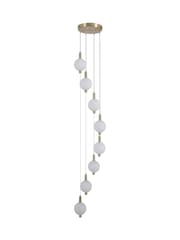 Searchlight Satin Brass 8 Light Glass Multi Drop Pendant - Image 5 of 5