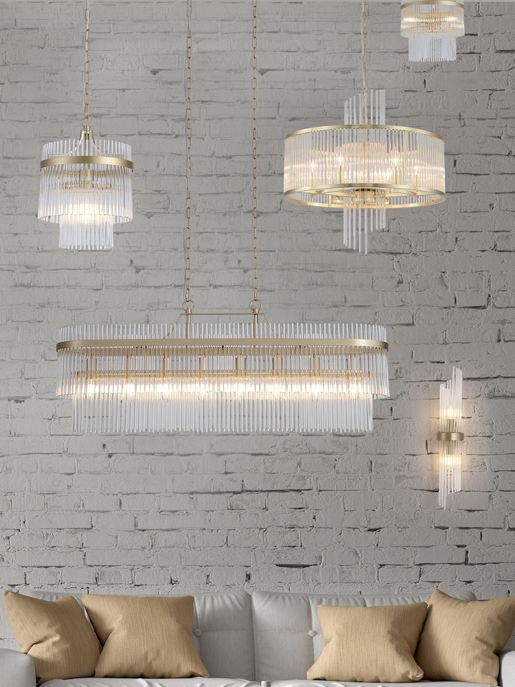 Searchlight Gold and Clear 8 Light Glass Rob Pendant - Image 2 of 5