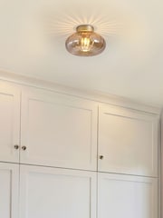 Searchlight Gold 1 Light Glass Flush - Image 1 of 4