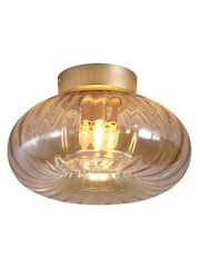 Searchlight Gold 1 Light Glass Flush - Image 3 of 4