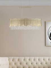 Searchlight Gold 8 Light Metal & Clear Crystal Bar Pendant - Image 1 of 5