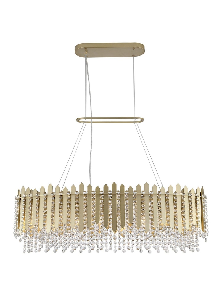 Searchlight Gold 8 Light Metal & Clear Crystal Bar Pendant - Image 5 of 5