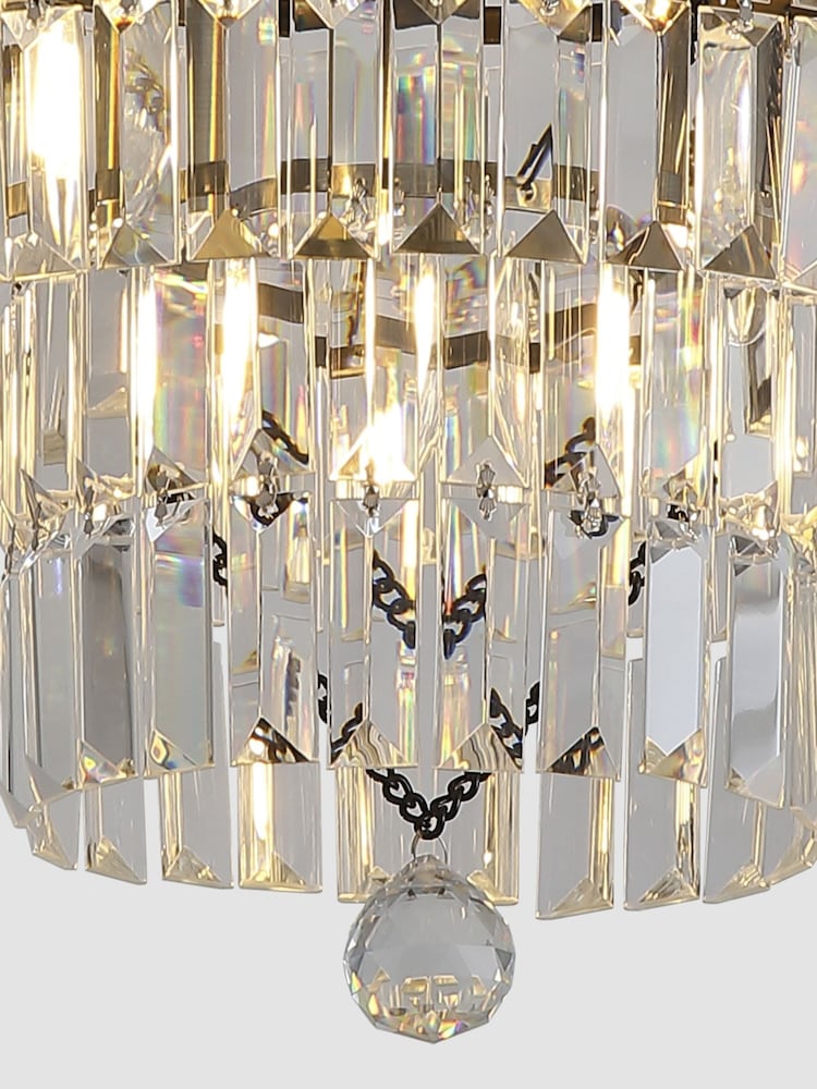 Searchlight Antique Brass 4 Light Clear Crystal Flush - Image 2 of 5