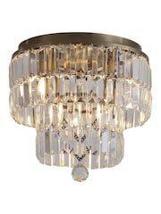 Searchlight Antique Brass 4 Light Clear Crystal Flush - Image 4 of 5