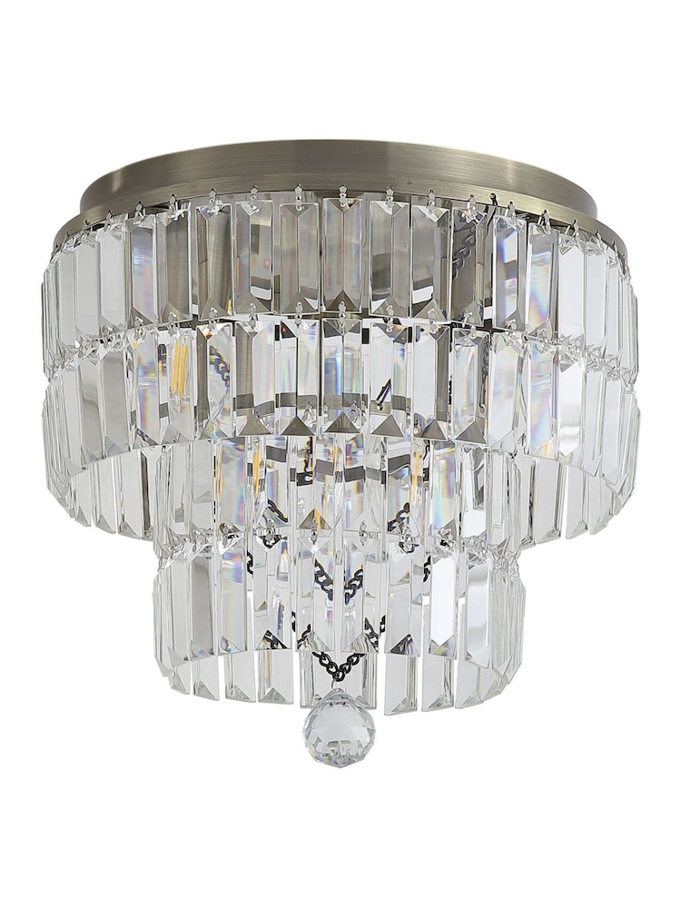 Searchlight Antique Brass 4 Light Clear Crystal Flush - Image 5 of 5