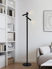 Searchlight Matt Black Rechargeable 2 Light Metal Floor Lamp - Image 1 of 4