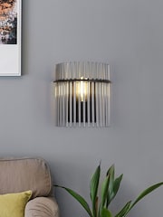 Searchlight Black and Smoke 1 Glass Rod Wall Light - Image 1 of 5