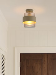 Searchlight Sand and Amber Convertible Semi Flush Metal Pendant - Image 1 of 4
