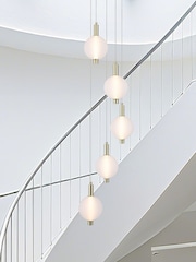 Searchlight Satin Brass 5 Light Glass Multi Drop Pendant - Image 1 of 5