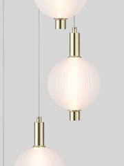 Searchlight Satin Brass 5 Light Glass Multi Drop Pendant - Image 2 of 5